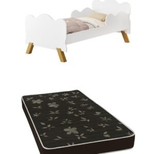 Mini cama Infantil Ángel Blanco + Colchón Densidad 20 - Imagen 1